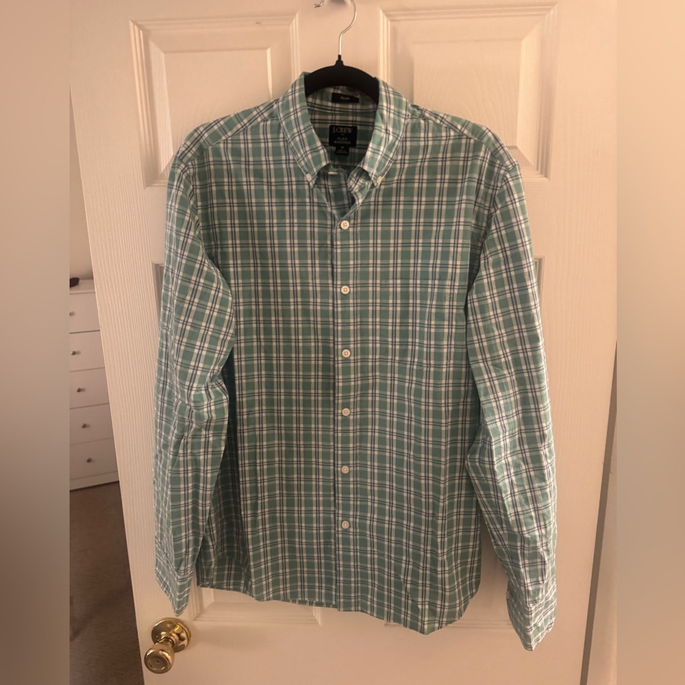 J. Crew Button Up Dress Shirt Plaid Slim Fit Medium